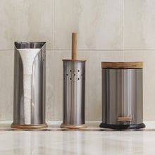 3 Piece Toilet Roll Holder, Brush & Bin Set